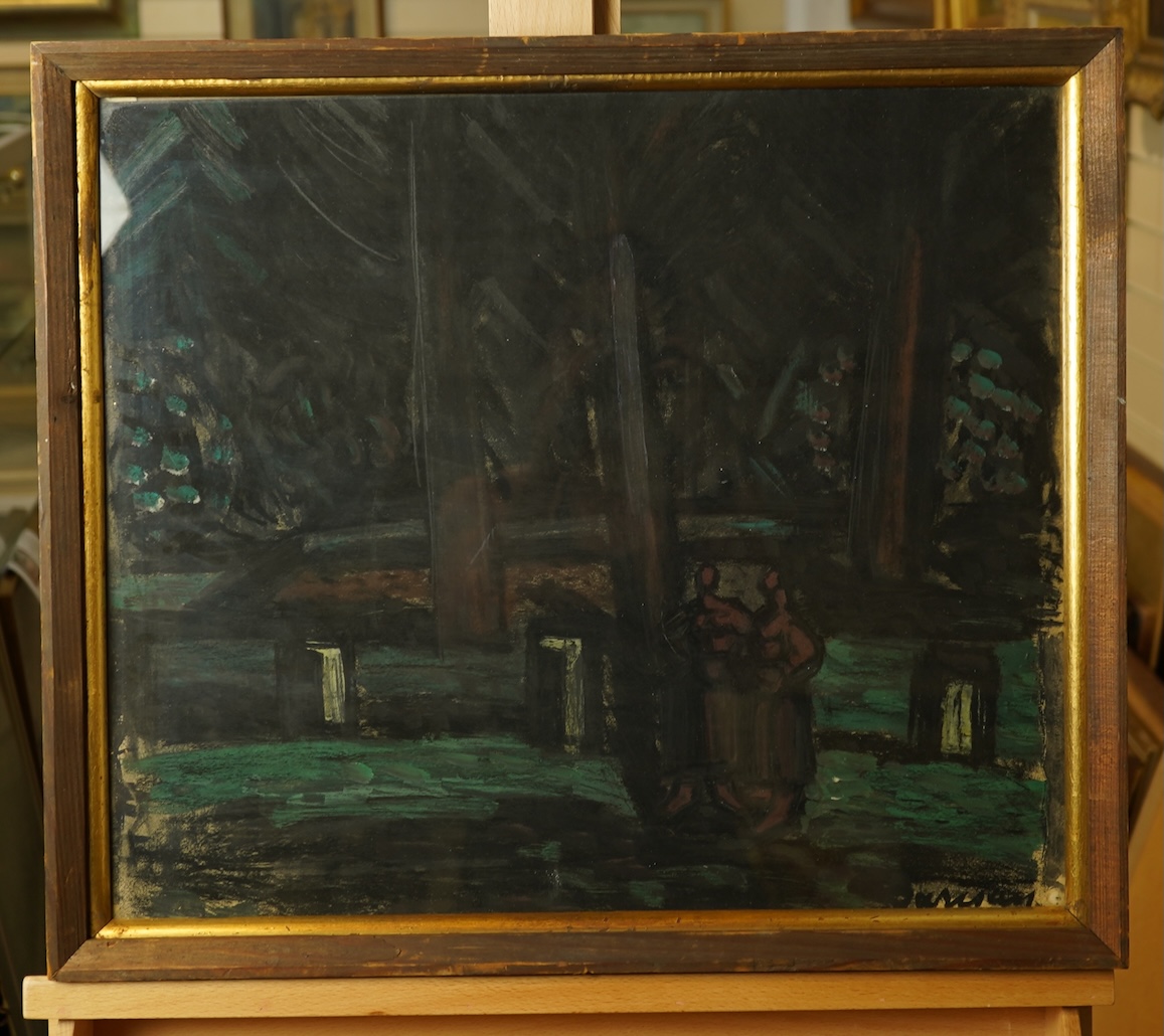 Jenö Barcsay, Hungarian (1900-1988), Figures in a woodland landscape